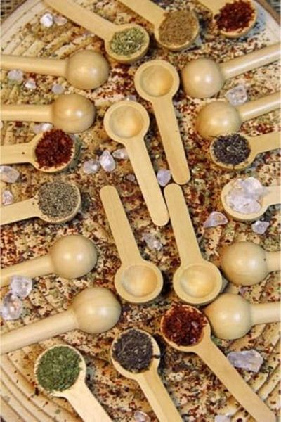 STOREMAX Bystoreby Kitchen 12-Piece Wooden Spice Rack - Scale Spoon - Wooden Spoon 7 cm Wood Newdesi