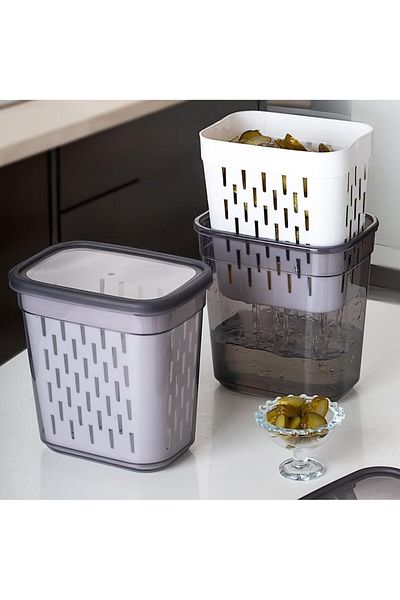 STOREMAX Bystoreby Pickle Holder, Olive Holder, Rectangular Multi-Purpose Storage Container 2 Liters Newdesing 646268
