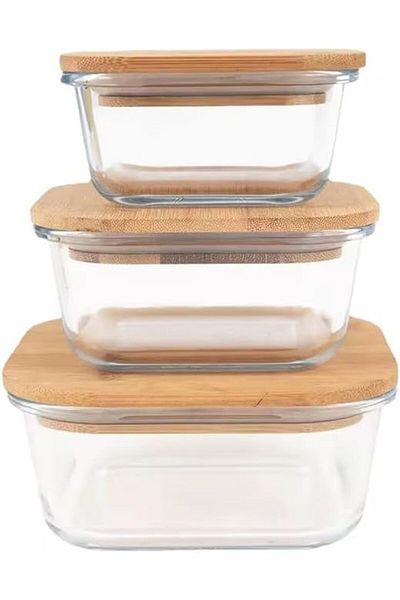 STOREMAX Ysstorex Vacuum Glass Storage Container Set with Bamboo Lids – Round, Square and Rectangular Food Storage