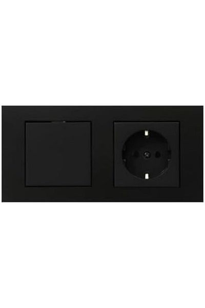 STOREMAX Svticaret Grano Black Set of 2 Switch and Grounded Socket Set Mhm 1053513
