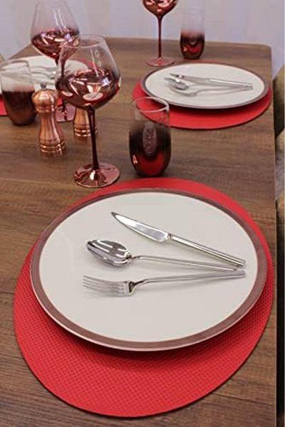 STOREMAX Sellbuystore Oval Laser Cut Faux Leather American Service 2 Pcs 35X45 cm 1053513