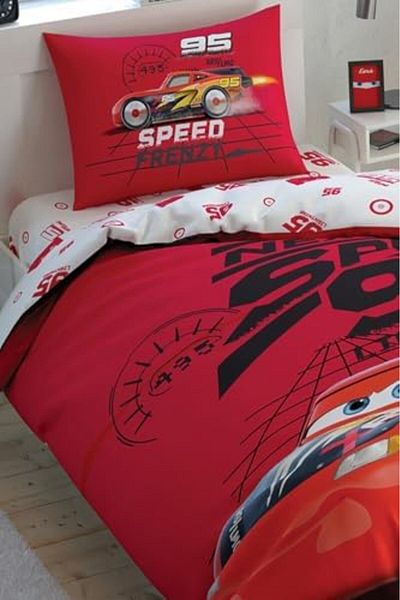 STOREMAX طقم غطاء لحاف قطن 100% مطبوع عليه شخصية مرخصة من jvnnastore Cars Speed ​​Frenzy، متعدد الألوان،