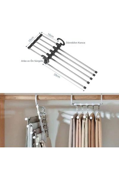 STOREMAX Mrttnca Multi-Purpose Layered Hanger Organizer, Inside Closet Movable Pants, Tie and Shawl