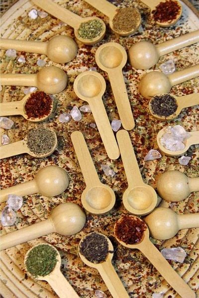 STOREMAX Bystoreby Kitchen 12-Piece Wooden Spice Rack - Scale Spoon - Wooden Spoon 7 cm Wood Newdesi