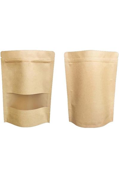 STOREMAX Windowed Paper Doypack (18X29) 50 Pieces |   Suitable for Contact with Food |   Easy Opening Lid with Lock