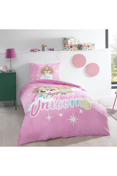 STOREMAX طقم غطاء لحاف قطن 100% مطبوع عليه شخصية مرخصة من Ntwork Paw Patrol Skye Glitter، متعدد الألوان