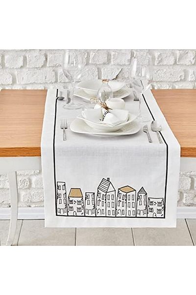 STOREMAX Sellbuystore Home Galata Black Napkin Runner Set 1053513