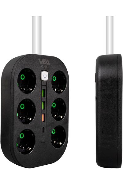 STOREMAX Ysstorex Surge Protected Socket, 1.5 Meter Cable, 3 X Usb, 1 X Type-C Pd Input, Group Socket, 10Ah Main