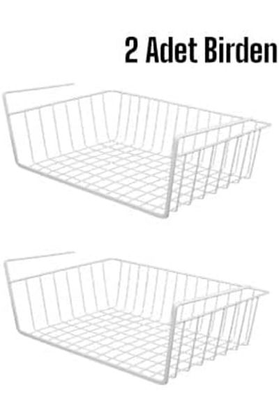 STOREMAX Bystoreby 2Pcs Stainless Metal Kangaroo under Shelf Basket Rack Steel Basket Hanging Shelf Organizer