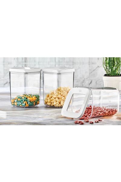 STOREMAX Bystoreby Ahmet 3 Piece 1000 ml Square Storage Container, White Newdesing 646268