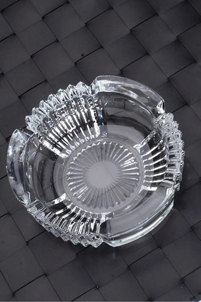 STOREMAX Bystoreby 2 Pieces Glass Crystal Luxury Ashtray - Ash Tray - Round Ash Tray Newdesing 64626
