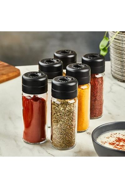 STOREMAX Bystoreby Life 6 Pieces 245 ml Swivel Lid Glass Spice Rack Set Mit1085 Newdesing 646268