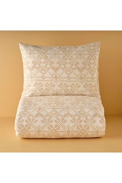 STOREMAX Mrttnca Maison Lilith Geometric Patterned 100% Cotton Ranforce Duvet Cover Set, Beige, Single (Duvet Cover
