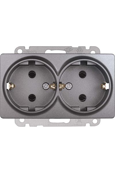 STOREMAX Ysstorex Linnera Life Granite Gray Double Grounded Socket Mechanism and Cover Starcolxollection 655141