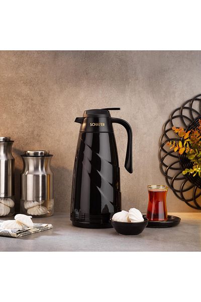 STOREMAX Ntwork Kitchenhouse Mimoza 1.5 L Glass Thermos-Black Art 1087243