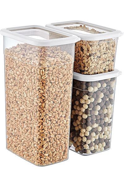STOREMAX Htpshopmx Set of 4 Skali Rectangular Storage Container White (4 Pieces Each 1210 Ml, 2350 Ml, 3500 ml) St