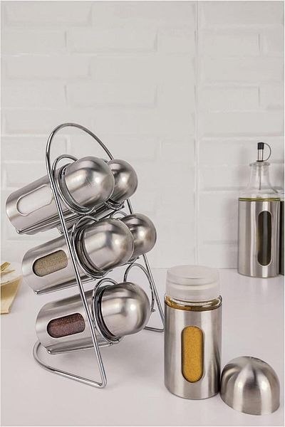 STOREMAX Ntwork Set of 6 Metal Spice Rack with Stand – Cam-433 Art 1087243