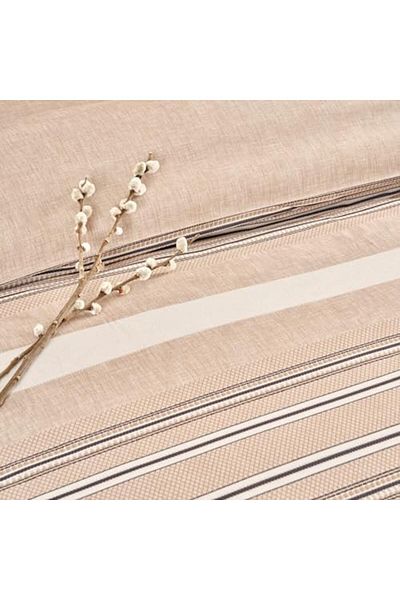 STOREMAX Sellbuystore Perle Striped 100% Cotton Duvet Cover Set, Brown, Double 1053513