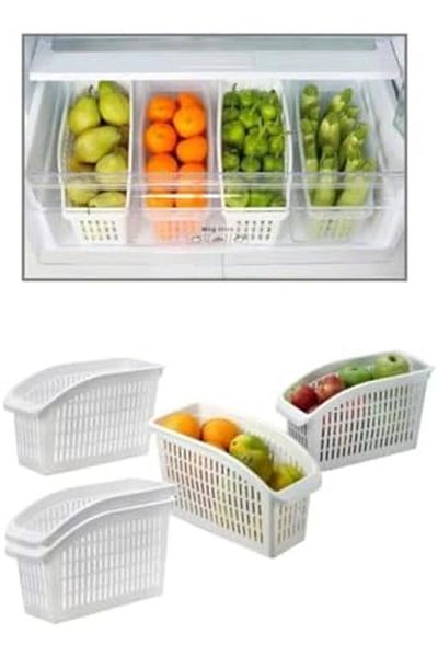 STOREMAX Bystoreby Refrigerator Basket Cabinet Organizer Basket Organizer White 4 Pieces 30X16X17 Newdesing