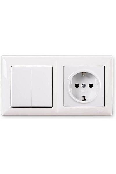 STOREMAX Bystoreby Visage White Set of 2 Commutator and Grounded Socket Set Newdesing 646268