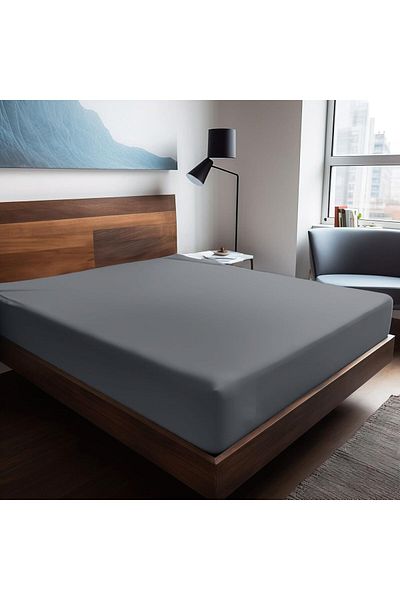 STOREMAX Muartshop. |   Mix & Match |   Plain | 100% Cotton Ranforce 160 X 240 Single Flat Sheet Gray 871