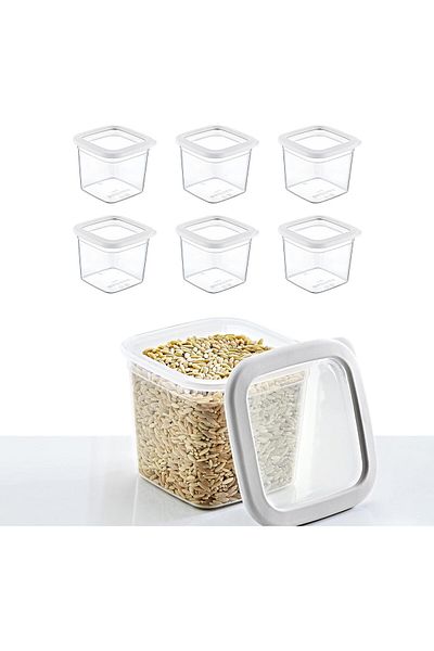 STOREMAX Bystoreby Set of 6 Skali Square Storage Container White 740 ml Newdesing 646268