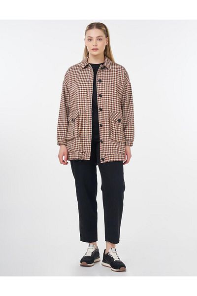 Kayra Goose Feet Patterned Bag Pocket Jacket Tile