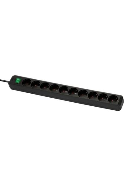 STOREMAX Ntwork Eco-Line, 10-Way Multi-Socket (High Contact Protection, with Switch and 3 m Cable) Black Art 10872