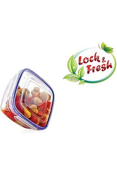 STOREMAX 4 Piece Square Storage Container Set with Lids - Airtight, Lockable, Modular Design, 500/900/1500