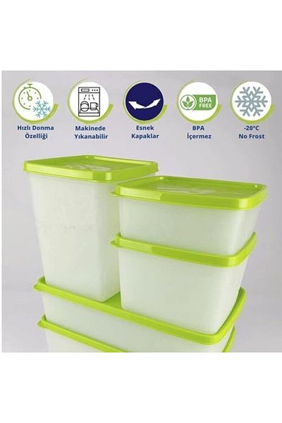 STOREMAX Sellbuystore Life Alaska Deep Freezer Storage Container Set of 6 9.5 Liters - Bpa (Green) 1053513