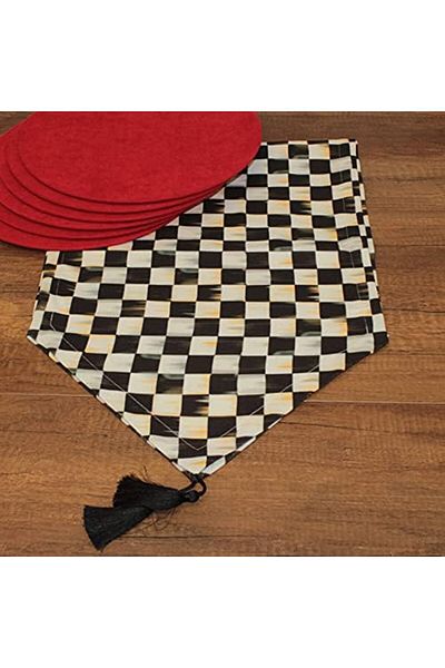 STOREMAX Sellbuystore Black and White Square Patterned Digital Printed Runner American Service 40X150 cm 1053513