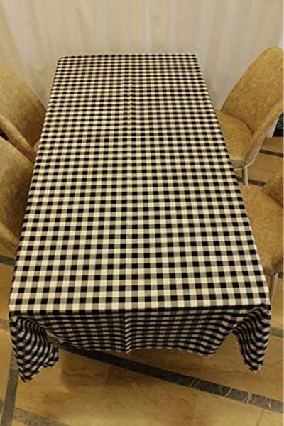 STOREMAX Sellbuystore White Color Square Patterned Full Acrylic Worry-Free Woven Tablecloth 150X220 cm 1053513