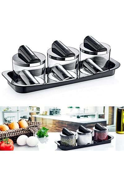 STOREMAX Bystoreby Favorite 3-Piece Spice Set, 3-Piece Spice Set with Luxury Stand |   Elegance in the Kitchen and