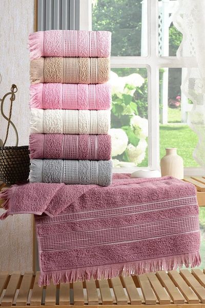 STOREMAX Sellbuystore Tekstil Shiny 6-Piece 50X90 cm Hand & Face Towel Set Pink 1053513