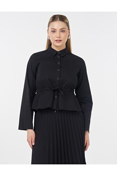 KYR Embroidery Detailed Poplin Blouse Black