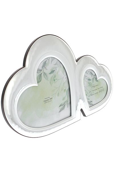 GiftExpress Double silver-plated photo frame hearts 46cm