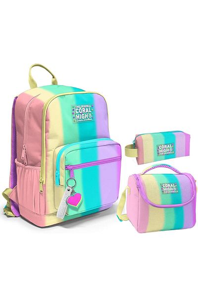 STOREMAX Sellbuystore High Triple Primary and Secondary School School Bag Set - Colorful Stripes - Girls 1053513