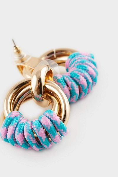 DeFacto Women's Blue Detailed Gold Earrings F1115Axns