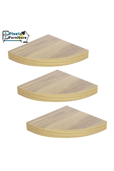 PixelsFurniture Set of 3 Pixel Furniture Corner Floating Shelves for Wall, Shelves with Invisible Brackets