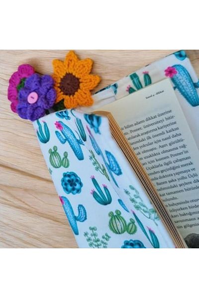 STOREMAX Lvnmblya Set of 3 Hand Knitted Flower Bookmarks - Handmade Eye Nuru Sunflower, Pink and m