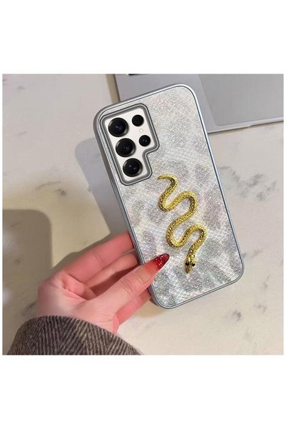 Zebana Samsung Galaxy S23 Ultra Compatible Case Zebana Golden Serpent Silicon...
