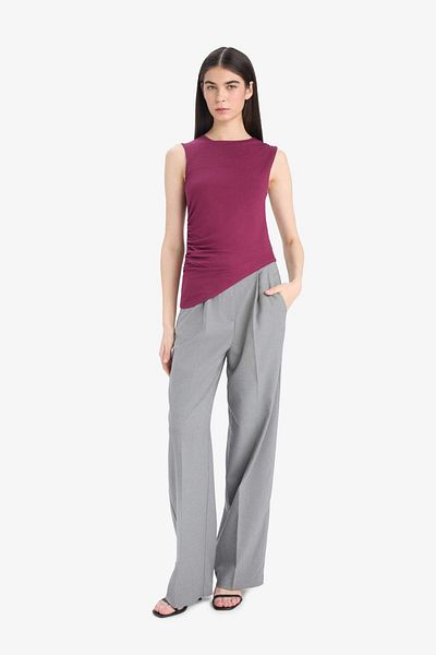 DeFacto Slim Fit Slim Fit Decolteu Crew Basic Solid Croială asimetrică Drapat F0358ax25sm