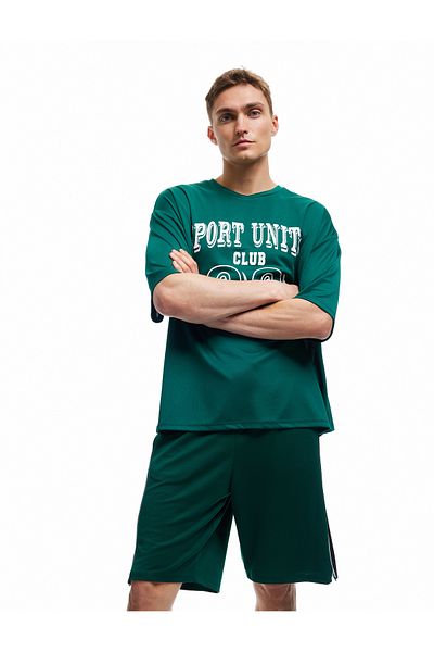 Koton Αθλητικό μπλουζάκι με μισό μανίκι Crew Neck College με στάμπα Oversize