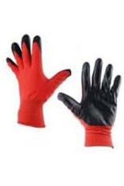 STOREMAX Muartshop Knitted Nitrile Gloves Double, No 10, Red Black 6 Pairs 871301