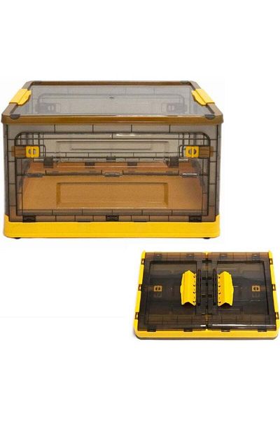 COOYA Foldable Plastic Storage Box,20L,With Latching Lids and Wheels,Transparent,for Books,Snacks Storage