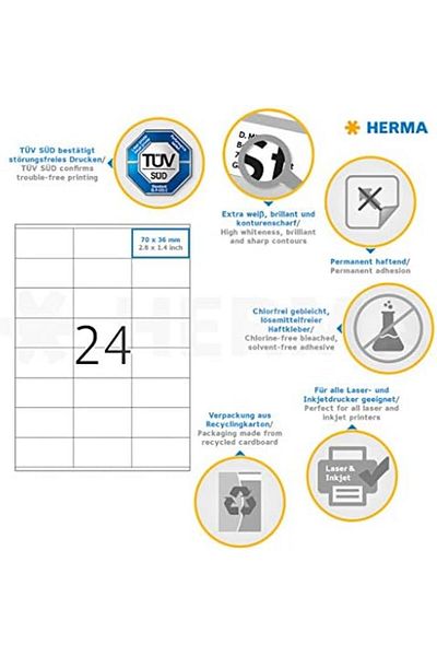 STOREMAX Muartshop 4453 Address Label, 100 Sheets, 70 X 36 Mm, A4 24 Per Sheet, 2400 Stickers, K