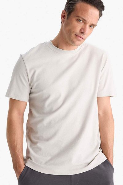 DeFacto 100% Cotton Regular Fit Crew Neck Short Sleeve Heavy Fabric T-Shirt E2589Ax25Sm