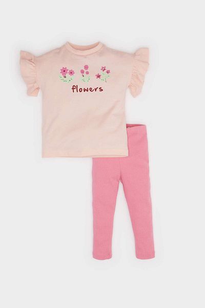 DeFacto Baby Girl 2 Piece Set Floral Short Sleeve T-Shirt Leggings E6479A525Sm