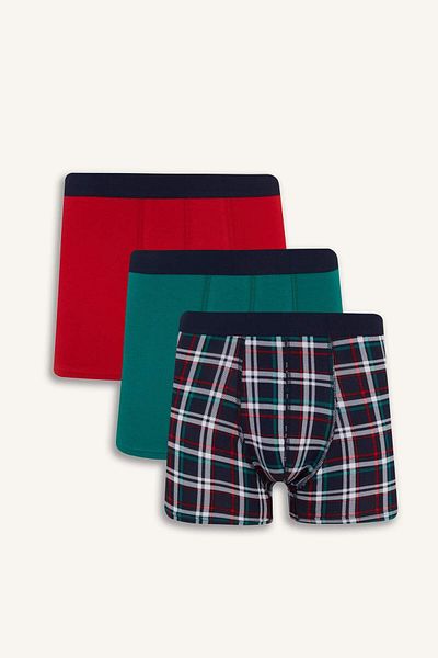 DeFacto Regular Fit Checkered 3-Piece Boxer B7794Ax25Sp