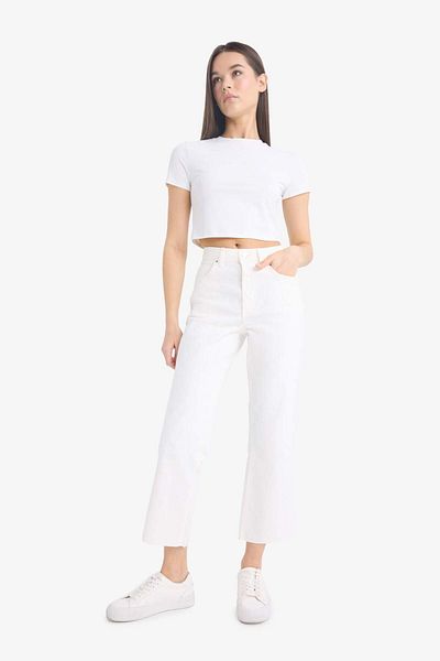 DeFacto Coool Crop Flare Fit Normale Taille Gabardine Hose F1652AX25SM